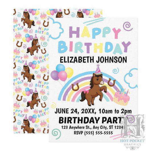 Invitation d'anniversaire de cheval