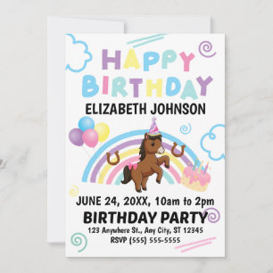 Invitation d'anniversaire de cheval