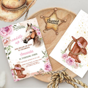 Invitation d'anniversaire de cheval de Cowgirl Par