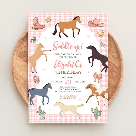 Invitation d'anniversaire de cheval de fête de Cow