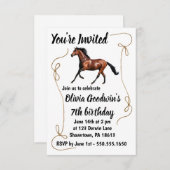 Invitation d'anniversaire de cheval en course avec (Devant / Derrière)