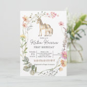 Invitation d'anniversaire de cheval fleur sauvage (Debout devant)
