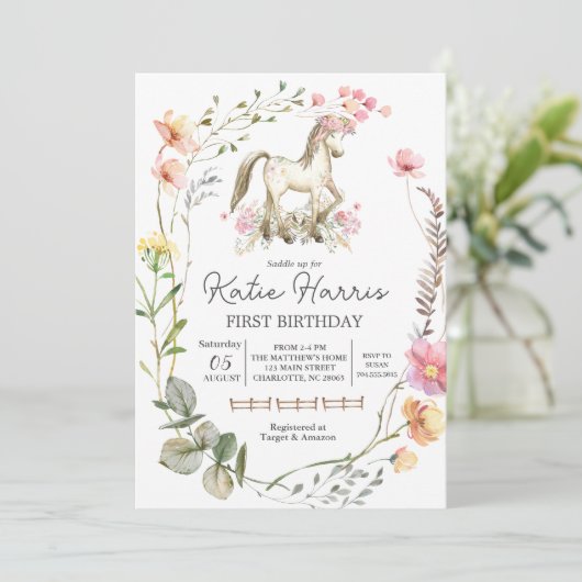 Invitation d'anniversaire de cheval, invitation d' (Debout devant)