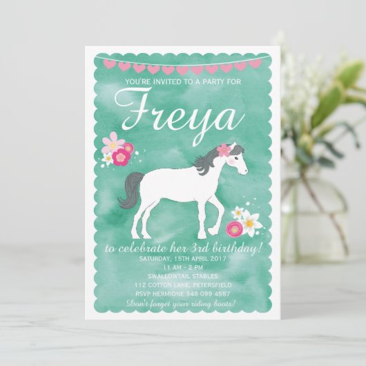 Invitation d'anniversaire de cheval, invitation de (Debout devant)