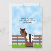 Invitation d'anniversaire de cheval pour garçons (Dos)