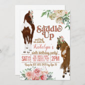 Invitation d'anniversaire de cheval Saddle Up (Devant / Derrière)