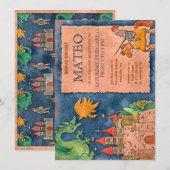 Invitation d'anniversaire de chevalier médiéval (Devant / Derrière)