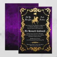 Invitation d'anniversaire de chevalier médiéval jo