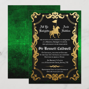 Invitation d'anniversaire de chevalier médiéval jo