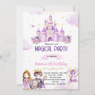 Invitation d'anniversaire de chevalier princesse v