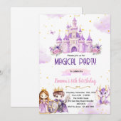 Invitation d'anniversaire de chevalier princesse v (Devant / Derrière)