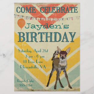 Invitation d'anniversaire de Chevron de faon et de
