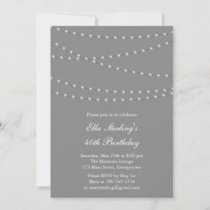 Invitation d'anniversaire de Chic Pearls (gris)