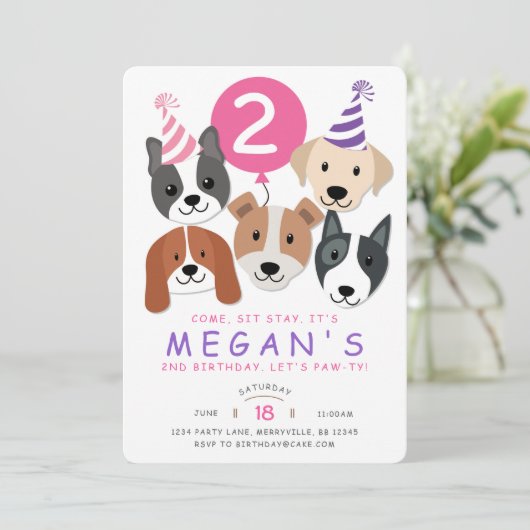 Invitation d'anniversaire de chien (Debout devant)