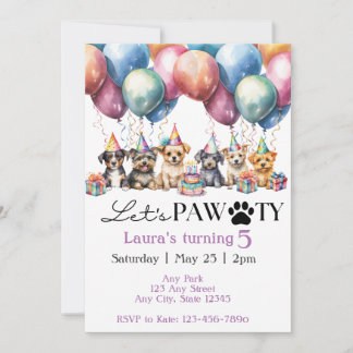 Invitation d'anniversaire de chien