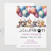 Invitation d'anniversaire de chien (Devant / Derrière)