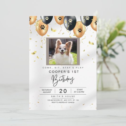 Invitation d'anniversaire de chien (Debout devant)
