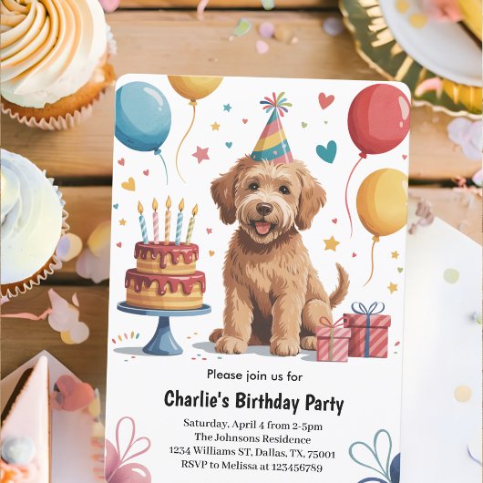 Invitation d'anniversaire de chien chiots pour enf
