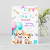 Invitation d'anniversaire de chien et chat (Debout devant)