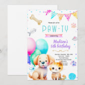 Invitation d'anniversaire de chien et chat (Devant / Derrière)
