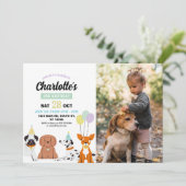 Invitation d'anniversaire de chien Fille Garçon Fê (Debout devant)