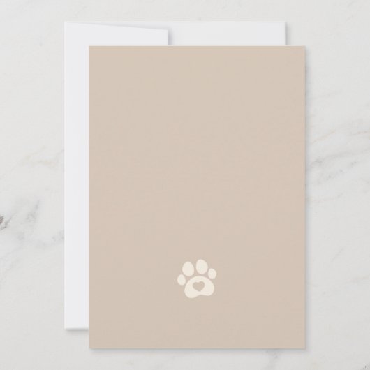 Invitation d'anniversaire de chien jouant beige (Dos)