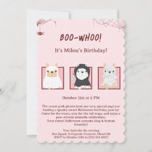 Invitation d'anniversaire de chien Kawaii Hallowee