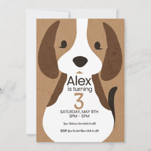 Invitation d'anniversaire de chien Nom et âge mo