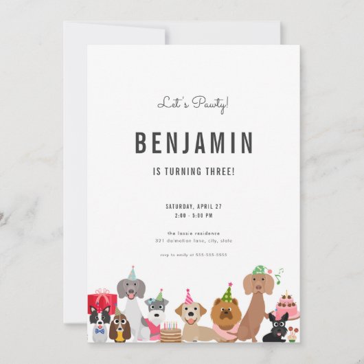 Invitation d'anniversaire de chien pour Invitation (Devant)
