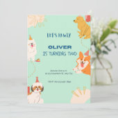 Invitation d'anniversaire de chien, Puppy Pawty In (Debout devant)