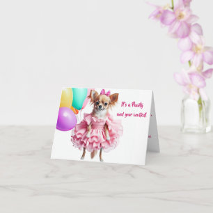 Invitation d'anniversaire de Chihuahua à volants r