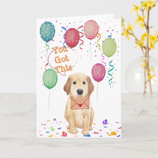 Invitation d'anniversaire de chiot à l'aquarelle (Fleur jaune)