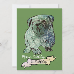 Invitation d'anniversaire de chiot bouledogue fran
