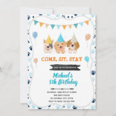 Invitation d'anniversaire de chiot chien mignon (Devant)