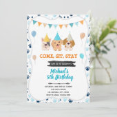 Invitation d'anniversaire de chiot chien mignon (Debout devant)