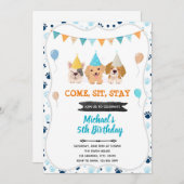 Invitation d'anniversaire de chiot chien mignon (Devant / Derrière)