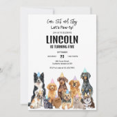 Invitation d'anniversaire de chiot de chien (Devant)