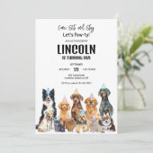 Invitation d'anniversaire de chiot de chien (Debout devant)