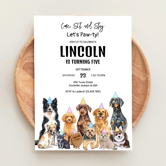 Invitation d'anniversaire de chiot de chien