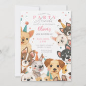Invitation d'anniversaire de chiot Fête de chien F (Devant)
