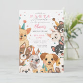 Invitation d'anniversaire de chiot Fête de chien F (Debout devant)