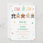 Invitation d'anniversaire de chiot Fête de chien P (Devant)