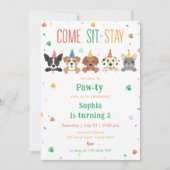 Invitation d'anniversaire de chiot Fête de chien P (Devant)
