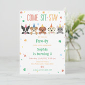 Invitation d'anniversaire de chiot Fête de chien P (Debout devant)