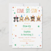 Invitation d'anniversaire de chiot Fête de chien P (Devant)