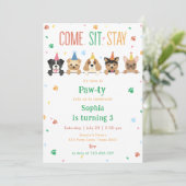 Invitation d'anniversaire de chiot Fête de chien P (Debout devant)