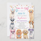 Invitation d'anniversaire de chiot Fête de chien P (Devant)