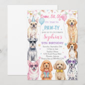 Invitation d'anniversaire de chiot Fête de chien P (Devant / Derrière)