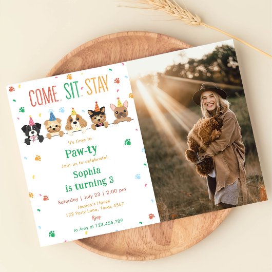 Invitation d'anniversaire de chiot Fête de chien P