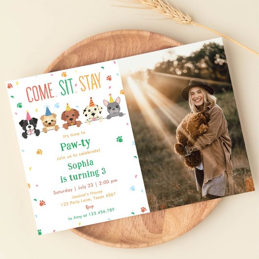 Invitation d'anniversaire de chiot Fête de chien P